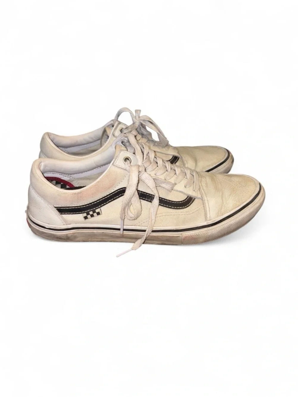 Vans Off-White Low-Top Sneakers with Black Side Stripe